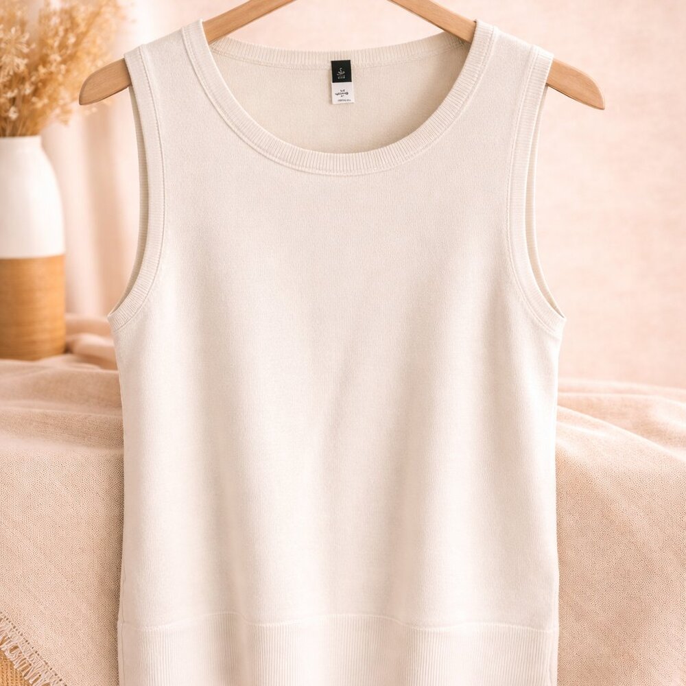 Ivory Sleeveless Knit Tank